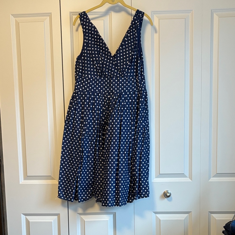 Polka Dot Sleeveless Blue Dress